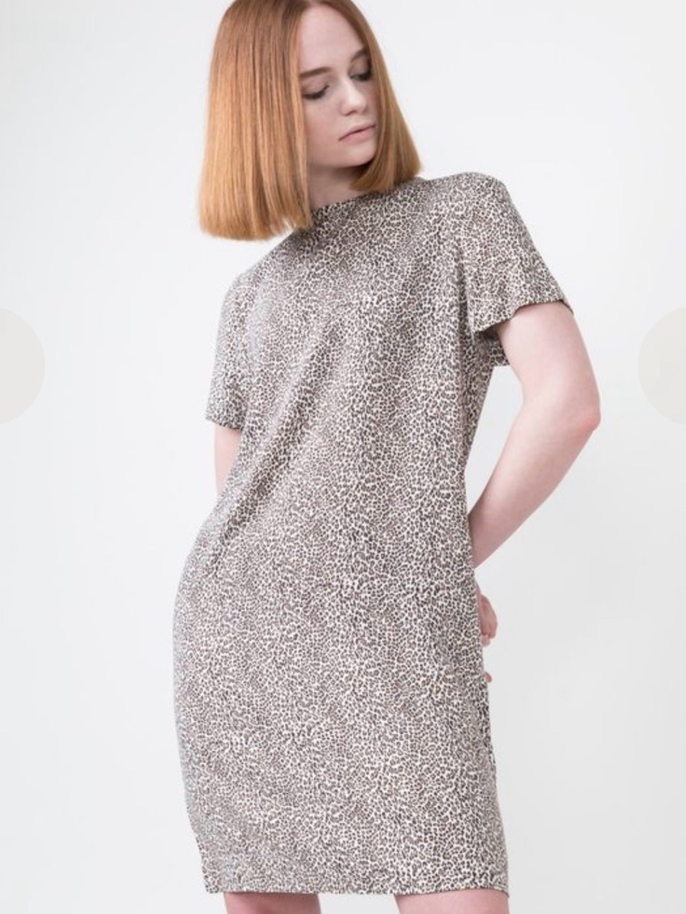 Jenni Kayne Beige and Black Leopard Midi Shift Dress- size large